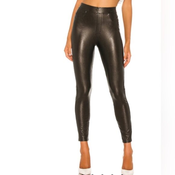 SPANX Faux Leather Black‎ Skinny Leggings Pants Rayon Blend 20282R 25674 SMALL/P - Picture 2 of 13